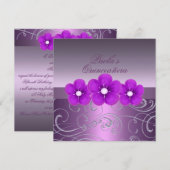 Paarse lentebloem & werveling Quinceañera Uitnodig Kaart (Voorkant / Achterkant)