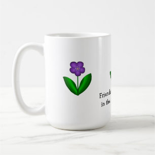 Paarse lentebloemen met vriendschapsboodschap koffiemok