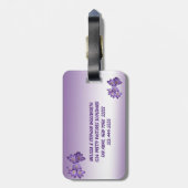 Paarse lentekort bagagelabel (Achterkant verticaal)