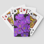 Paarse Lentekrokussen op Zwarte Bloemen Pokerkaarten (Achterkant)