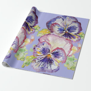 Paarse lentesbloemen bloemen Waterverf Cadeaupapier