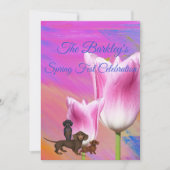 Paarse lentestijd Dachshund-uitnodiging Kaart (Voorkant)