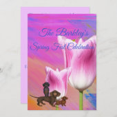 Paarse lentestijd Dachshund-uitnodiging Kaart (Voorkant / Achterkant)