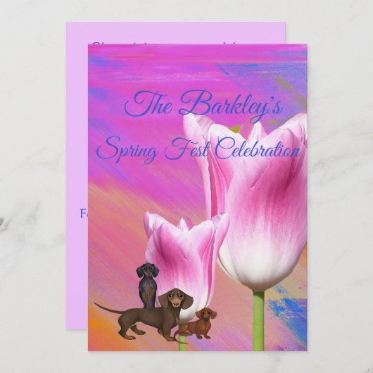 Paarse lentestijd Dachshund-uitnodiging Kaart (Voorkant / Achterkant)