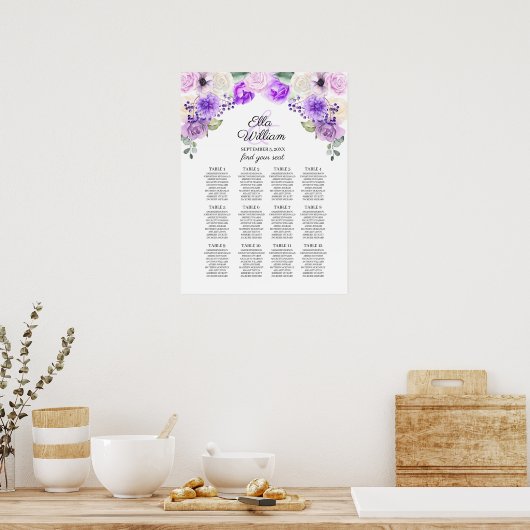 Paarse lentetekst van de zwevende bruiloft poster (Keuken)