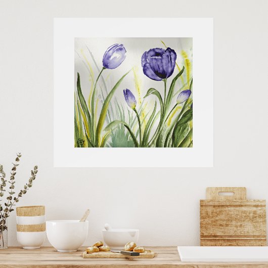 Paarse lentetelers poster (Keuken)