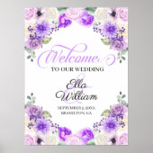 Paarse lentetop gevlochten bruiloft Welkomstteken Poster (Voorkant)