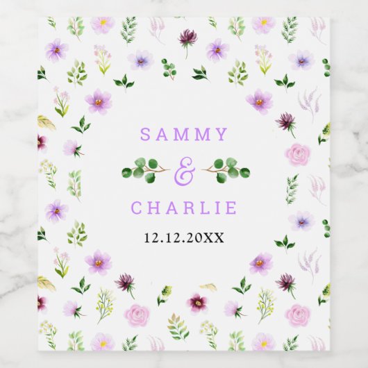 Paarse lentetransport wijn etiket (Enkel label)