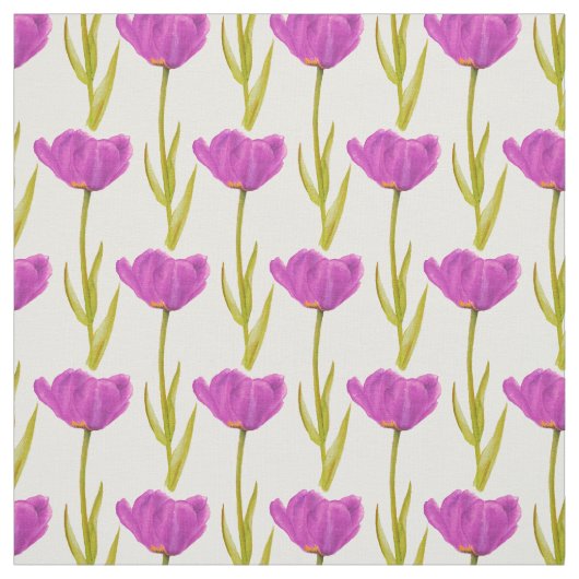 Paarse lentetulp botanische waterverf stof (Swatch)