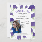 Paarse lentetulpen bloemenzoet 16 uitnodigingen (Voorkant)