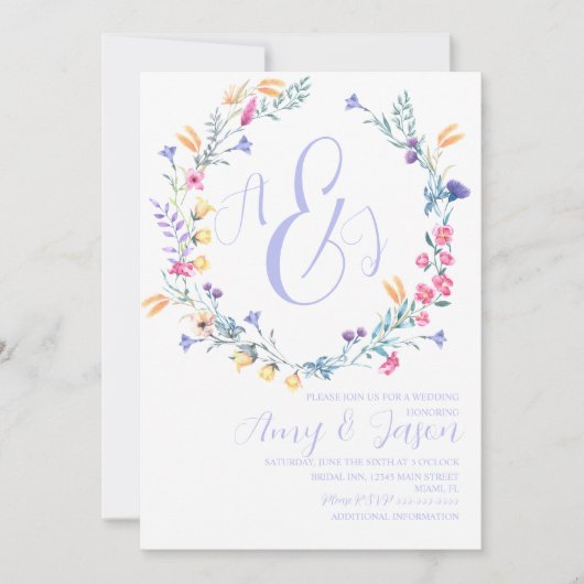 Paarse lenteverbinding met vrije bloem kaart (Voorkant)