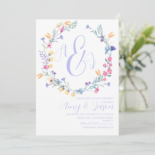 Paarse lenteverbinding met vrije bloem kaart (Staand voorkant)