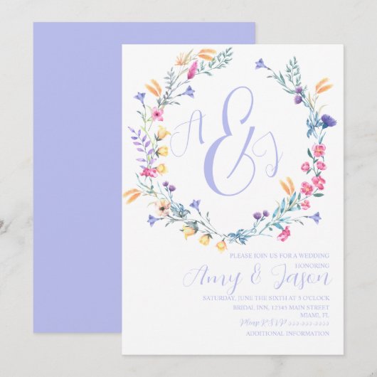 Paarse lenteverbinding met vrije bloem kaart (Voorkant / Achterkant)