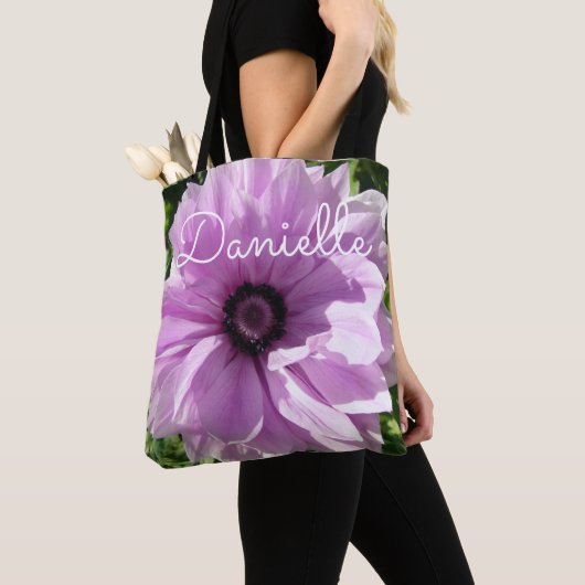 Paarse lentroze bloemen Damesnaam Bag Tote Bag (Dichtbij)