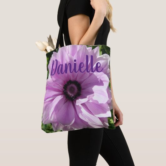 Paarse lentroze bloemen Damesnaam Bag Tote Bag (Dichtbij)