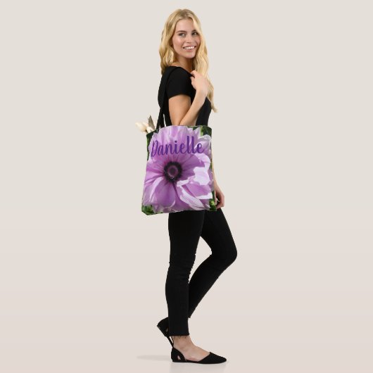 Paarse lentroze bloemen Damesnaam Bag Tote Bag (Op model)