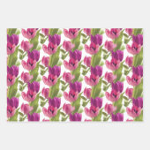 Paarse lentroze tulpen met stevige kleuren inpakpapier vel (Voorkant)