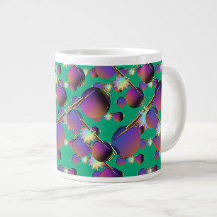 Paarse lenzen groene nieuwigheid grote koffiekop