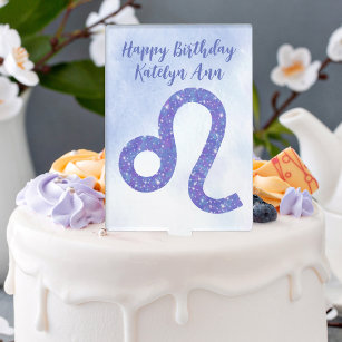  Paarse Leo Astrologie teken op maat Verjaardag Cake Topper