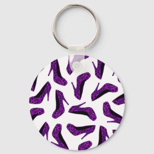 Paarse leopard Animal Print High Hiel Shoes Print Sleutelhanger