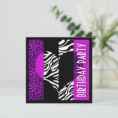 Paarse leopard Black en White Zebra (Dierafdrukken Kaart (Staand voorkant)