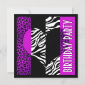 Paarse leopard Black en White Zebra (Dierafdrukken Kaart (Voorkant)