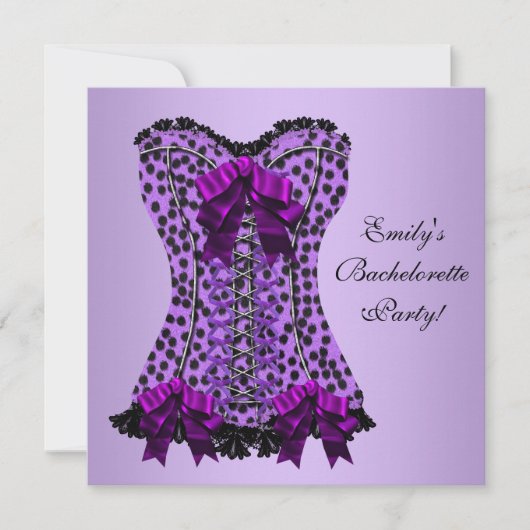 Paarse Leopard Corset Paarse vrijgezellenfeest Kaart (Voorkant)