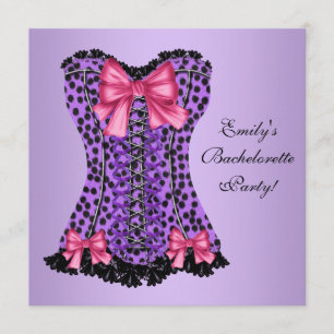 Paarse Leopard Corset vrijgezellenfeest Kaart