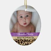 Paarse leopard Girl Babys eerste kerstfoto Keramisch Ornament (Rechts)