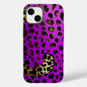 Paarse Leopard Glitter iPhone Mate Stoer Hoesje (Achterkant)