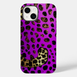 Paarse Leopard Glitter iPhone Mate Stoer Hoesje