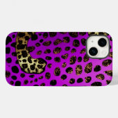 Paarse Leopard Glitter iPhone Mate Stoer Hoesje (Achterkant (horizontaal))