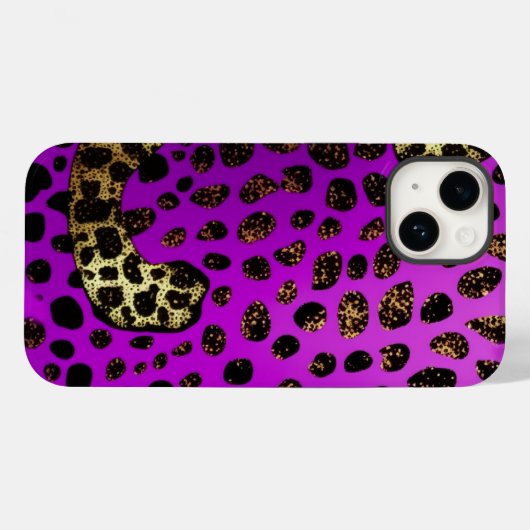 Paarse Leopard Glitter iPhone Mate Stoer Hoesje (Achterkant (horizontaal))