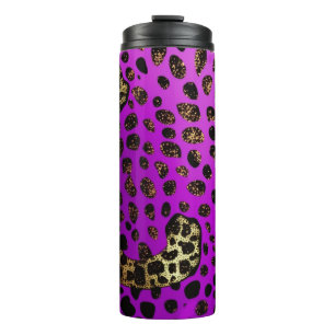 Paarse Leopard Glitter Thermische Tumbler 12oz Thermosbeker