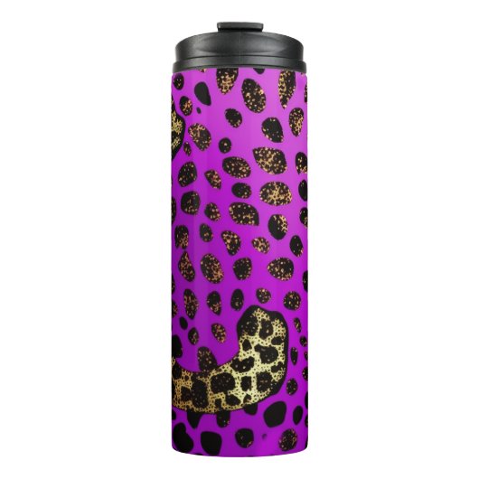 Paarse Leopard Glitter Thermische Tumbler 12oz Thermosbeker (Voorkant)