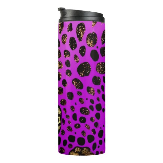 Paarse Leopard Glitter Thermische Tumbler 12oz Thermosbeker (Geroteerd rechts)