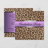 Paarse Leopard Graduation Party Kaart (Voorkant / Achterkant)