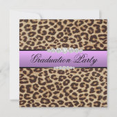 Paarse Leopard Graduation Party Kaart (Voorkant)
