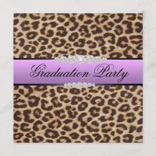 Paarse Leopard Graduation Party Kaart