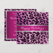 Paarse leopard Holiday Uitnodiging (Voorkant / Achterkant)