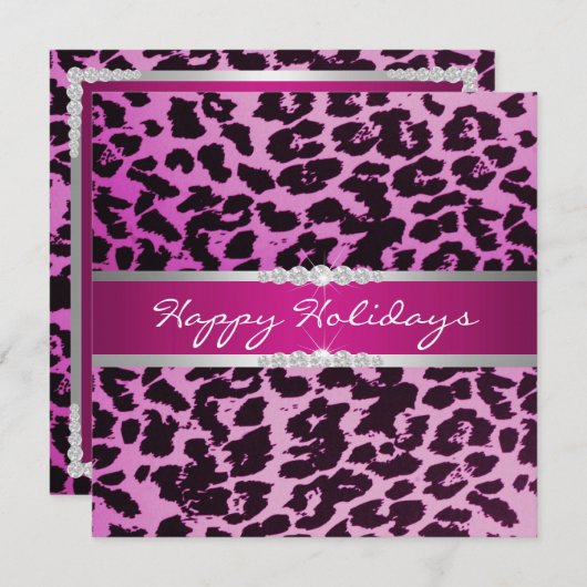 Paarse leopard Holiday Uitnodiging (Voorkant / Achterkant)