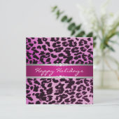 Paarse leopard Holiday Uitnodiging (Staand voorkant)