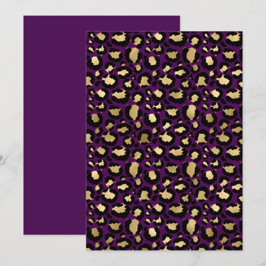 Paarse leopard-kaart feestdagenkaart (Voorkant / Achterkant)