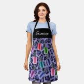 Paarse Leopard nagellak Salon gepersonaliseerd Schort (Gedragen)