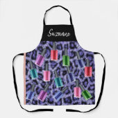 Paarse Leopard nagellak Salon gepersonaliseerd Schort (Voorkant)