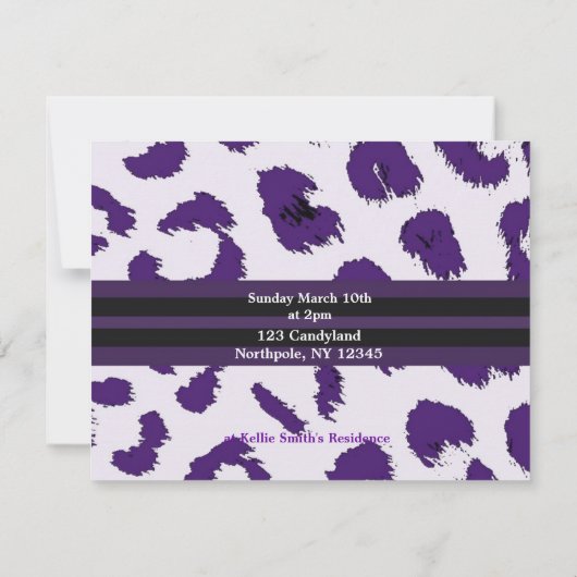 Paarse leopard Pattern Bridal Shower Kaart (Achterkant)