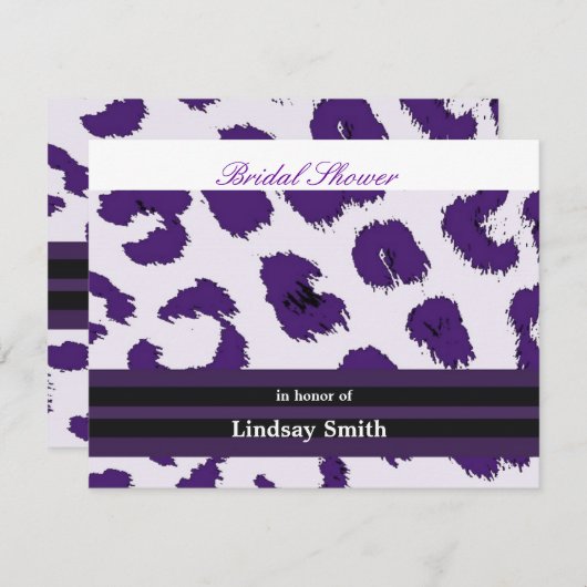 Paarse leopard Pattern Bridal Shower Kaart (Voorkant / Achterkant)