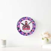 Paarse leopard persoonlijke klok voor leraren (Huis)