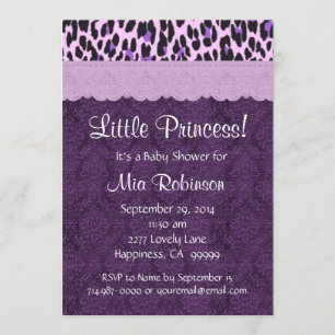 Paarse leopard Princess Girl Baby shower S21K Kaart