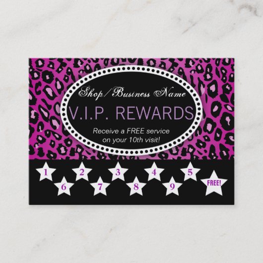 Paarse leopard Print 10e Visit Loyalty Rewards (Voorkant)
